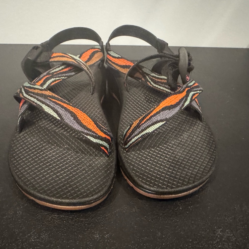 Chaco Women's Sandals - Black with Orange and Green Straps - Picture 3 of 12